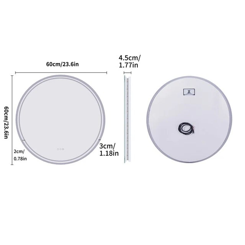 VENUS Illuminate Large round Mirror for Bathroom | Touch Screen Dimmable Anti-Fog Bathroom LED Light Mirror