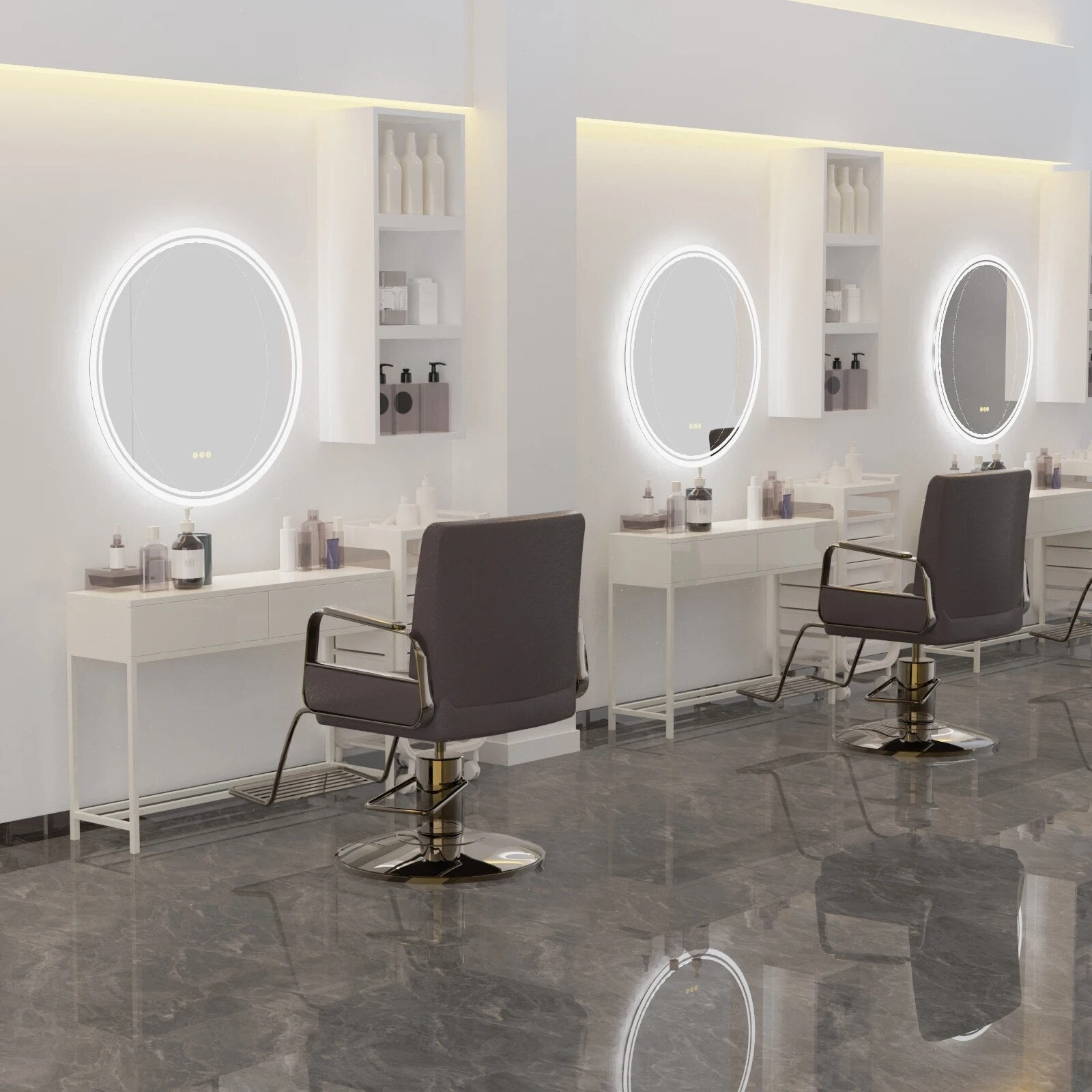 VENUS Illuminate Large round Mirror for Bathroom | Touch Screen Dimmable Anti-Fog Bathroom LED Light Mirror