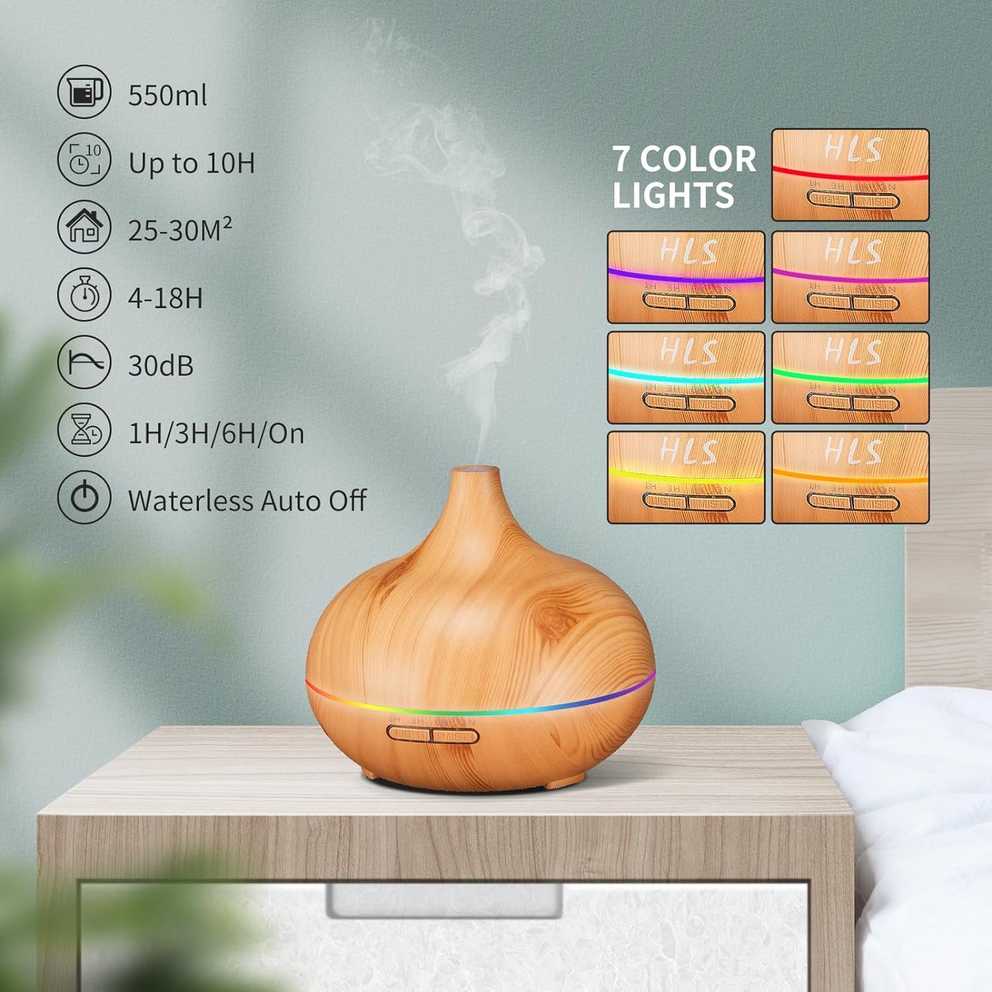 550Ml Aroma Diffusers for Essential Oils Large Room with 10 Essential Oils,Ultrasonic Aromatherapy Diffuser for Home Bedroom, Cool Mist Humidifier Vaporizer