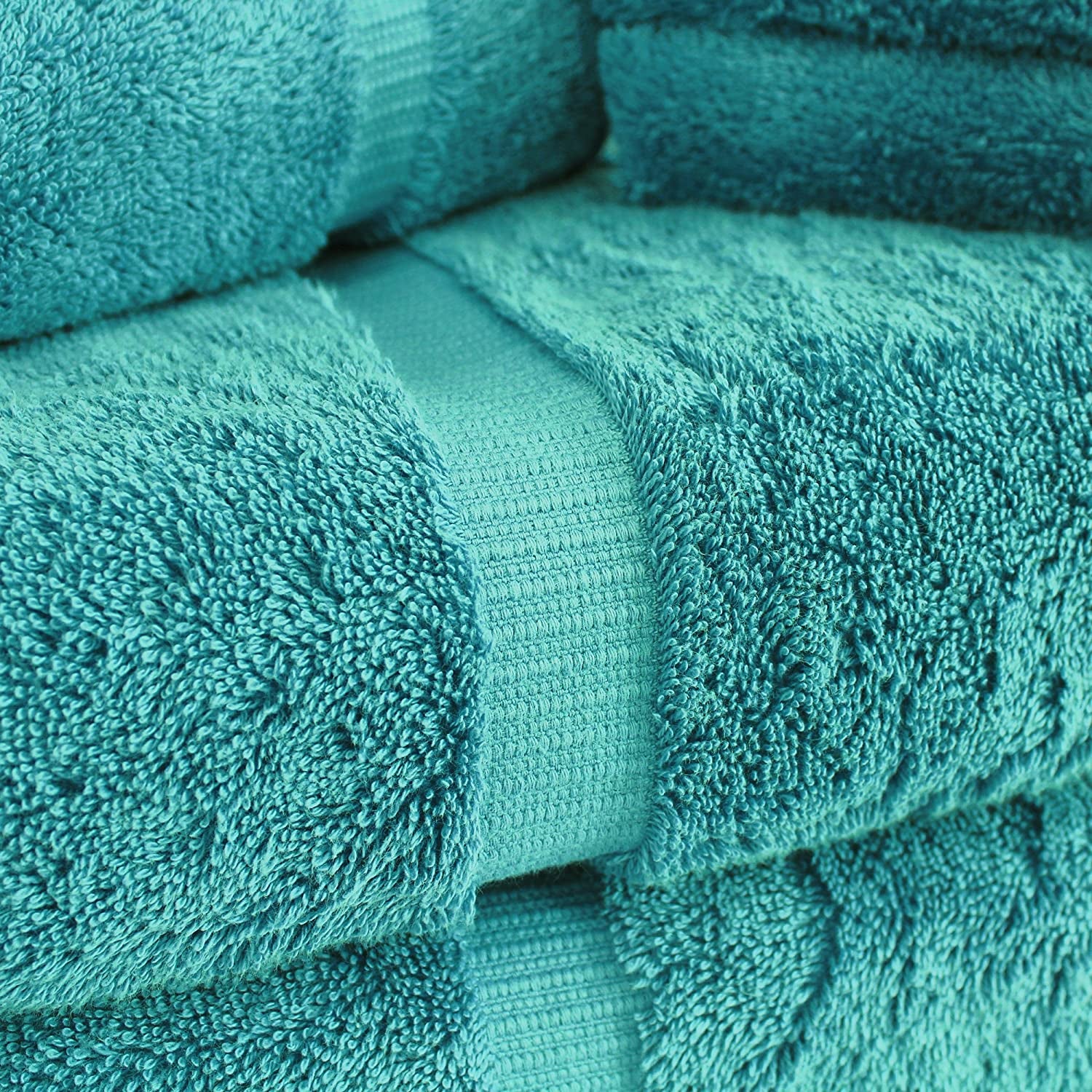 "Luxurious Aqua Blue Turkish Cotton Towel Set - 8-Piece Bundle of Super Soft and Ultra Absorbent Towels"