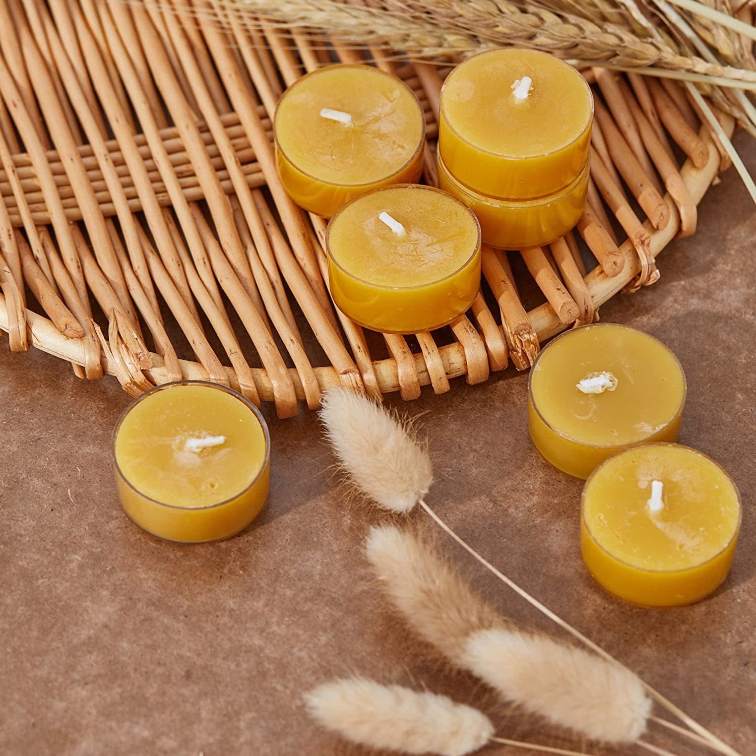PureLight™ Handmade Pure Beeswax Candles | 24 Pack Tealight Candles 