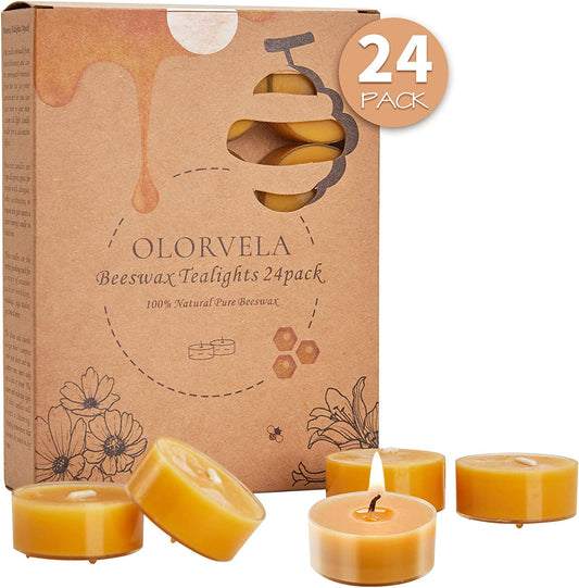 PureLight™ Handmade Pure Beeswax Candles | 24 Pack Tealight Candles 