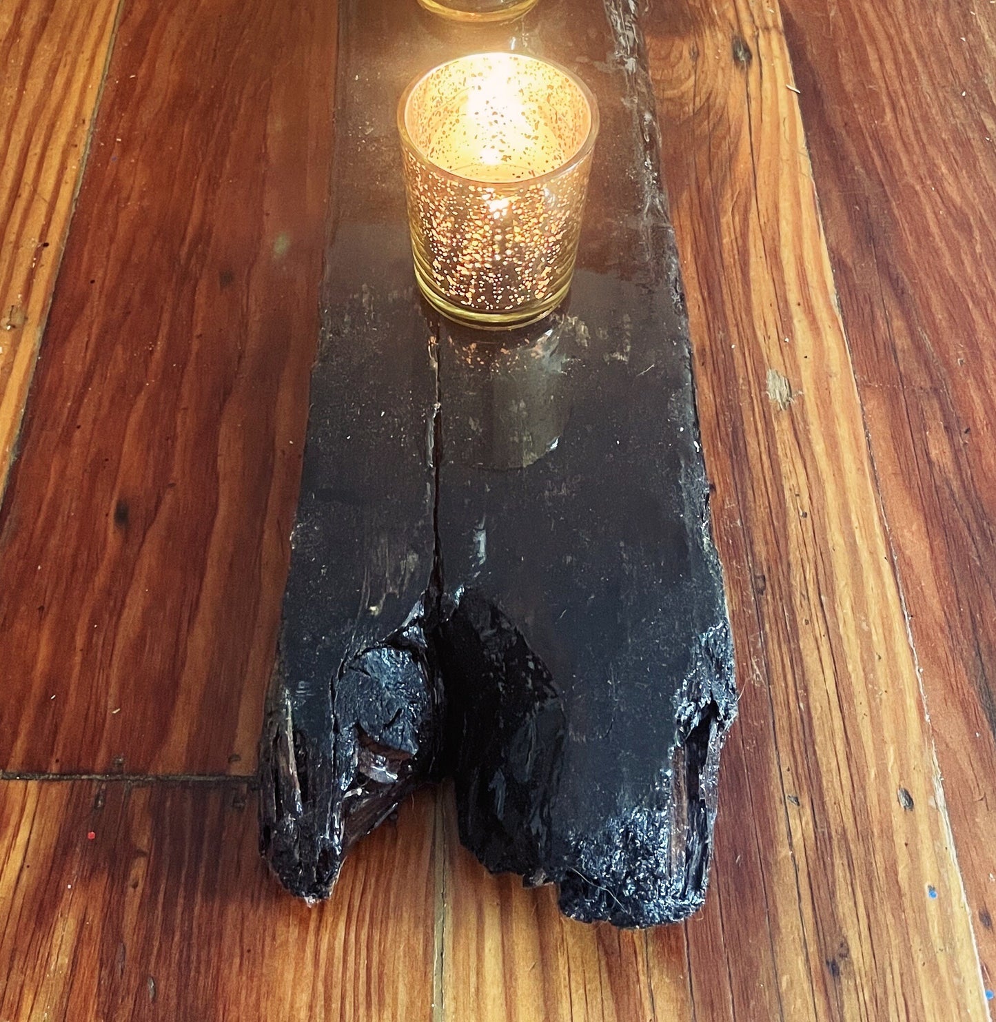 Extra large driftwood centerpiece with mercury gold candle sconces - rituel